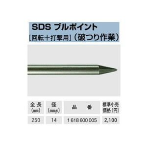(ボッシュ) SDS プラス用 ブルポイント 回転+打撃用 1 618 600 005 全長250mm 径14mmφ 破つり作業 打撃専用アクセサリー BOSCH