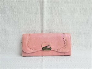 即決★美品 アナスイ 長財布 財布 ウォレット ピンク ANNA SUI 革 レザー 牛革