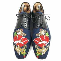 【ルブタン】本物 Louboutin 靴 25.5cm 刺繍 カジュアルシューズ ドレスシューズ レザー×布系 男性用 メンズ イタリア製 40 1/2_画像2