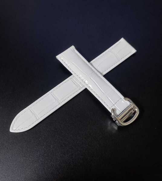 17mm 腕時計 社外品 レザーベルト ホワイト 白 【対応】カルティエ タンク Cartier