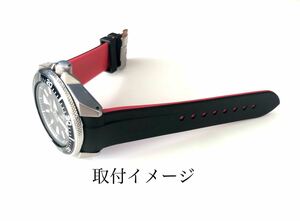  wristwatch silicon rubber belt 22mm black × red [ correspondence ]SEIKO SRPB Samurai Seiko 