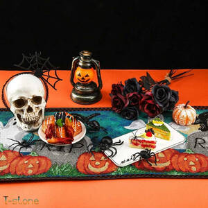 ハロウィン テーブルランナー おばけ かぼちゃ 黒猫 お洒落 インテリア パーティ飾り タペストリー ファンタジー 室内 小物 雰囲気作り