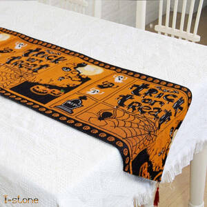  Halloween table Runner TRICK OR TREAT stylish interior tablecloth pretty tapestry pumpkin ghost .. atmosphere making 