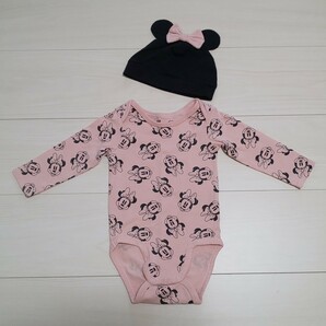 H&M／Disney／ミニー長袖ロンパース+帽子set／size７４cm