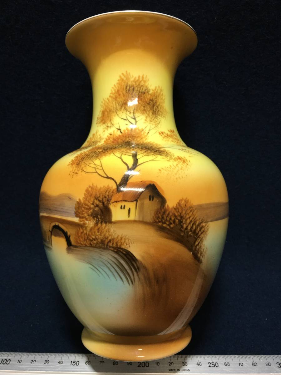 ★【Ippindo】★ Alte Noritake, MADE IN JAPAN, NORITAKE M Vase, Blumenbehälter, Landschaftsmalerei, Mustervase, handbemalt, Farbe, handbemalt, in die USA exportiert, schönes Objekt, kleine Größe, Keramik, Westliche Keramik, Alter Noritake