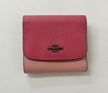 ◎【COACH/コーチ】スモール ウォレット 57929 三つ折り財布 財布 ピンク 箱なし 中古品/kb2174_画像1