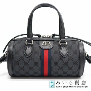 質屋 美品 BALENCIAGA×GUCCI 680123 バレンシアガ×グッチ グッチ バレンシアガ ２way ショルダー バッグ 黒 H5014 みいち質店