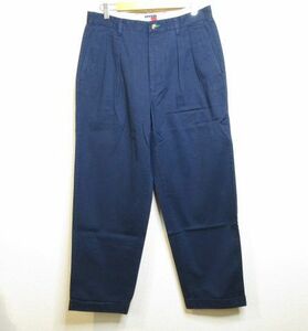 90s TOMMY HILFIGER トミーヒルフィガー ツータック ワイド チノパン 33x30 ネイビー 紺 90年代