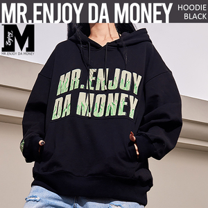 【 MR.ENJOY DA MONEY 】 MEDM ユニセックス ロゴワッペン パーカーUNISEX LOGO EMBROIDERY HEAVY OUNCE HOODIE ブラック