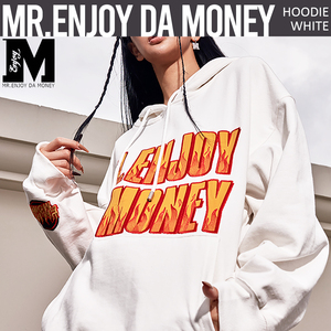 【 MR.ENJOY DA MONEY 】 MEDM ユニセックス ロゴワッペン パーカーUNISEX LOGO EMBROIDERY HEAVY OUNCE HOODIE ホワイト