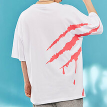 【 SUAMOMENT 】 ユニセックス オーバーサイズ バックプリント Tシャツ UNISEX CLAW MARKS NEON PRINT T-shirt ホワイトxピンク_画像2