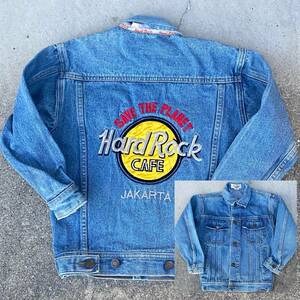  Kids 90s Hard Rock Cafe Denim жакет XS Hard Rock Cafe BIG Logo вышивка джинсовый жакет G Jean ребенок одежда б/у одежда 