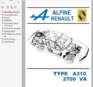 ALPINE A310 V6 сервисная книжка прочее большое количество Renault Alpine 2700 VA alpine Renault 