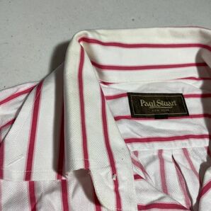 ポールスチュアート PAUL STUART 白 ホワイト ピンク 襟付き チェック柄 半袖シャツ Lサイズの画像6