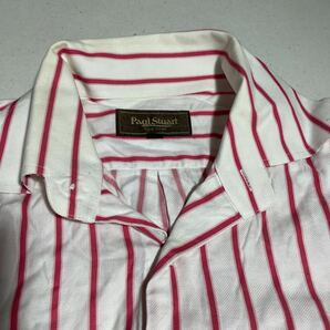 ポールスチュアート PAUL STUART 白 ホワイト ピンク 襟付き チェック柄 半袖シャツ Lサイズの画像3