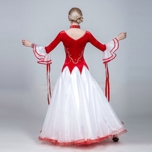 レディース社交ダンス衣装　ダンスワンピース　3色選択可　競技試合ドレス　ボリュームスカート　サイズS～３XL_画像6