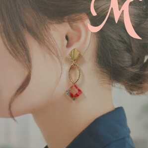 ハンドメイド イヤリング or ピアス ニッケルフリー 変退色防止加工 ピアス316Lステンレス アレルギー対応 or マスクチャーム 和柄