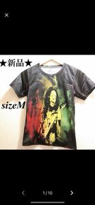 ★新品★ブラック地マルチカラー★ボブマーリーTシャツ★ユニセックス★sizeM