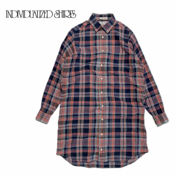 ☆良品 インディヴィジュアライズドシャツ INDIVIDUALIZED SHIRTS マドラスチェック シャツ ワンピース USA製 チュニック ロングシャツ