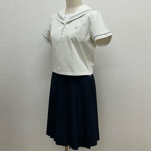 (A)U243(中古) 愛知県 名古屋女子大学附属高校 セーラー服 上下セット /165A/W66/グレー親子2本/KOSHIHARAGAKUEN/夏服/半袖/制服/女子学生/