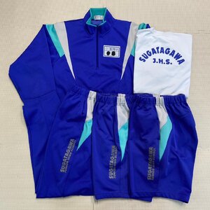 YTJ163-1(中古) 栃木県 宇都宮市立 姿川中学校 ジャージ 上下 5点セット /指定品/M/L/長袖/半袖/長ズボン/ハーフパンツ/青/体操着/卒業生品の商品画像