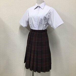 O950 ( used ) Hiroshima prefecture .. junior high school skirt blouse 2 point set /160/W68/kyo-litsu/ check pattern / short sleeves / for summer / summer clothing / uniform / woman student / school uniform 