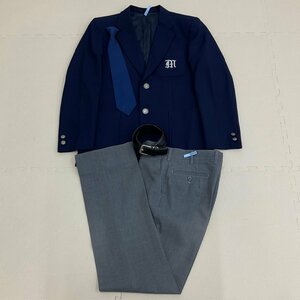 US482 (中古) 神奈川県 川崎市立 南加瀬中学校 男子学生服 4点セット /指定品/165A/W64/ブレザー/ズボン/ネクタイ/ベルト/冬服/制服/学生服