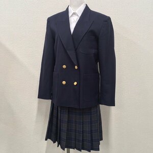 A974 (中古) 校名不明 女子学生服 3点セット /160A/W63/ブレザー/ブラウス/スカート/冬服/冬用/中学校/高校/制服/学生服/女子学生