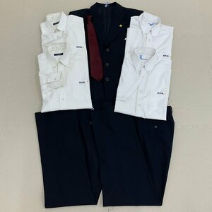 US661 (中古) 兵庫県 兵庫工業高校 男子学生服 8点セット /指定品/校章付/M/170A/W76/ブレザー/シャツ/ズボン/ネクタイ/夏冬/制服/学生服/