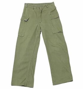 米軍 us army trousers M-43 HBT ヘリンボーン ２ポケット パンツ ガゼットクロッチ 片爪ジップ 表記なし 実寸W69 L67 [k-0150]