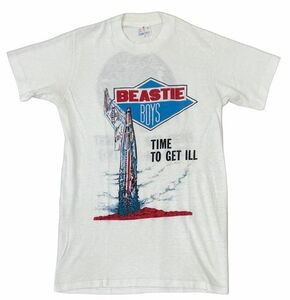 80's ビンテージ バンドT ビースティボーイズ BEASTIE BOYS Tシャツ TIME TO GET ILL / FIGHT FOR THE RIGHT 両面 OMEGAボディ M [l-0455]