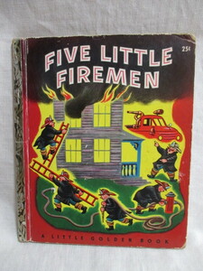 即決★ヴィンテージ FIVE LITTLE FIREMEN 消防士☆little little golden book リトルリトルゴールデンブック　洋書・絵本