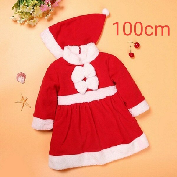 クリスマス衣装 コスチューム ワンピース 子供 女の子 サンタ 100cm キッズ 可愛い