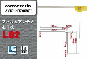 地デジ カロッツェリア carrozzeria 用 L型 フィルムアンテナ 右1枚 AVIC-HRZ009GII 対応 ワンセグ フルセグ 高感度 汎用 ナビ 車載用