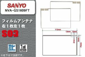 地デジ サンヨー SANYO 用 スクエア型 フィルムアンテナ NVA-GS1609FT 対応 ワンセグ フルセグ 高感度 汎用 ナビ 車載用