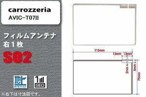 地デジ カロッツェリア carrozzeria 用 スクエア型 フィルムアンテナ AVIC-T07II 対応 ワンセグ フルセグ 高感度 汎用 ナビ 車載用