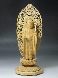▲60SK2179▲仏教美術　木製　阿弥陀如来立像・光背台座付　仏像　