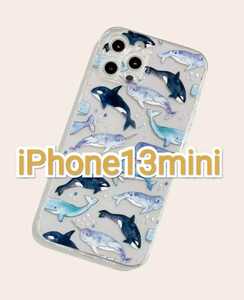 iPhone13mini くじら　シャチ　かわいい　カワ(・∀・)イイ!!　iPhoneケース