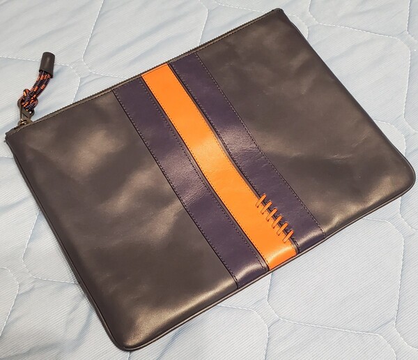 極美品!COACH コーチ クラッチバッグ ネイビー 太ステッチ