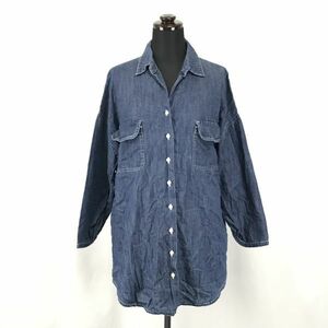 ビス/VIS★インディゴデニム/シャツワンピース【women’s size M-L/紺/navy】Shirts/Dress◆BG937