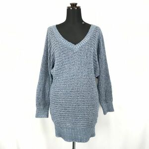 Made in Japan*Pinky&Dianne/ Pinky & Diane *V neck / long sleeve sweater [women*s size -38/M/ light blue × silver ]long sleeve sweater*BG933