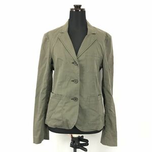 theory★コットン/テーラードジャケット【Women's size-M/2/Khaki/カーキ】Coats/Jackets/Jumpers◆BG935