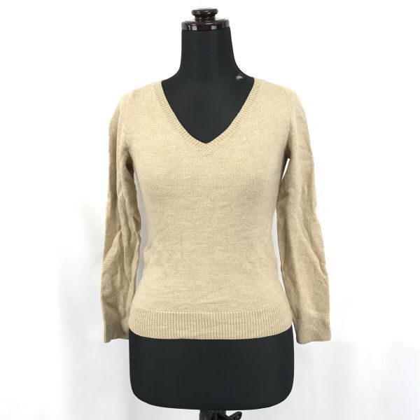 RALPH LAUREN★ウール/Vネック/長袖セーター【women’s size -S~M程度/ベージュ/beige】インパクト21正規代理店タグ/Tops/Shirts◆BG956-B