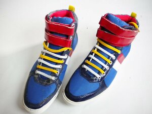 訳あり 新品 ♪★ SHOE LAB LONDON シューラブ　スニーカー ハイカット　赤 青 黄 マルチ 26.0cm ★ 22X08