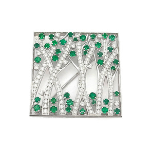 [ green shop pawnshop ] Mikimoto emerald * diamond brooch K18WG[ used ]