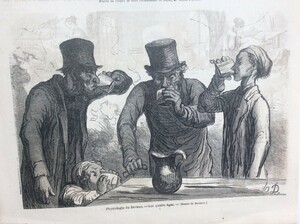 1862年 ドーミエの諷刺画 飲み方 ル モンド オリジナル木版画