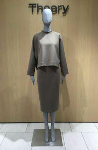 [ beautiful goods ]Theory theory 20aw DRY JERSEY setup khaki gray ju pull over tight skirt O