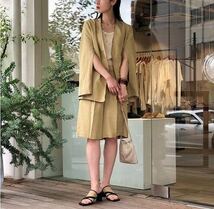 【新品タグ付き】TODAYFUL Piping Linen Jacket ノーカラージャケット リネン 定価28,600円 イエロー ベージュ 38_画像5