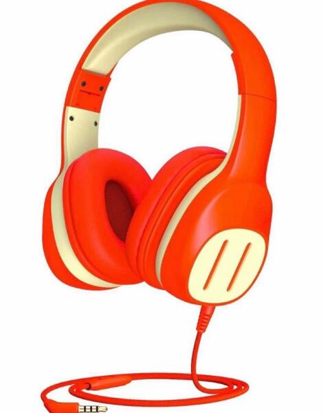ヘッドホン子供向け折りたたみ式の耳付きキッズヘッドフォンキッズ ヘッドフォン 3.5mmジャックヘッドセット 子供用 (オレンジ)