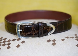  Ralph Lauren crocodile material belt Italy made Brown 2